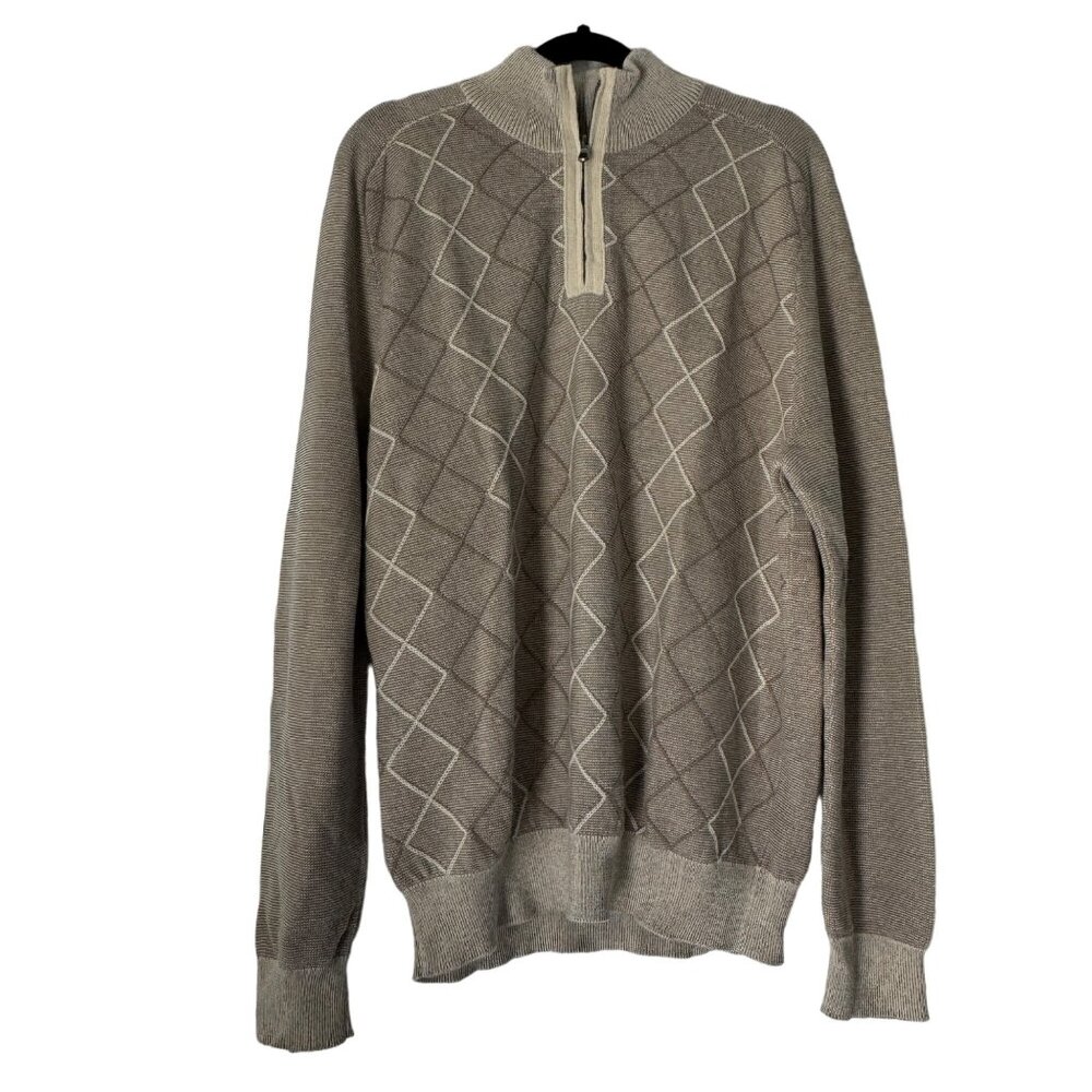 NWT Joseph Abboud Collection Men's Brown 1/4 Zip Knit Pullover Sweater, Size L